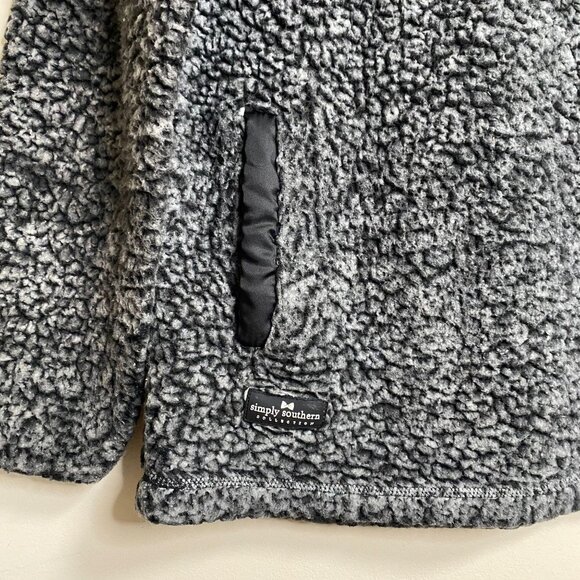 Simply Southern Pullover Women's Deep Pile Fleece 1/4 Zip Collared Large Gray - Picture 6 of 7